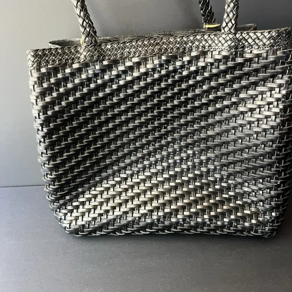 Vintage CEM Woven Woven Shoulder Bag Black